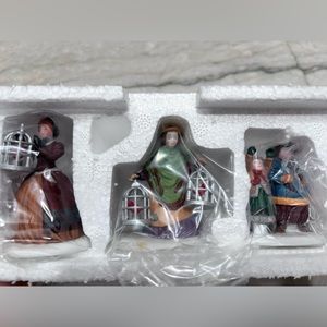 Department 56 “The Bird Seller” - Hand Painted Porcelain Figurines - Set of 3